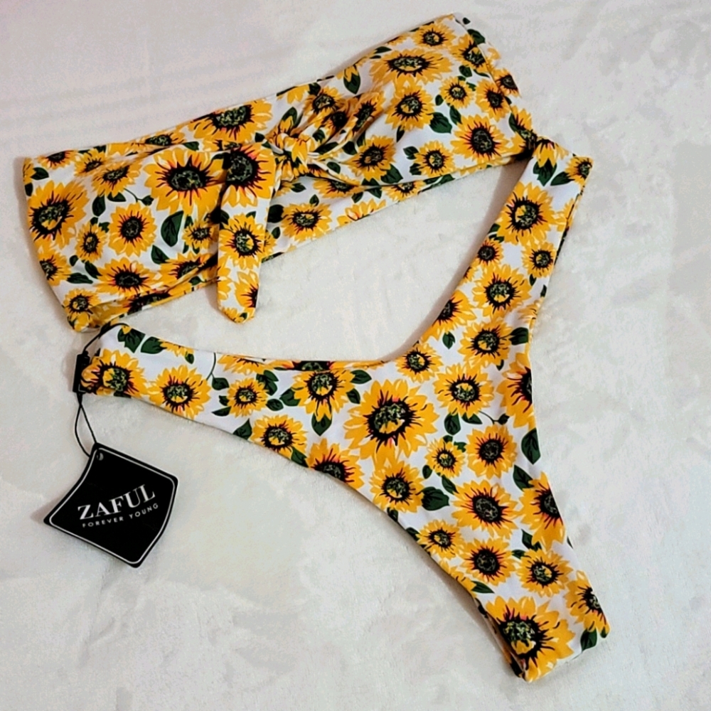 🌻NWT!!🌻 SUNFLOWER HIGH CUT LEG ZAFUL BIKINI
